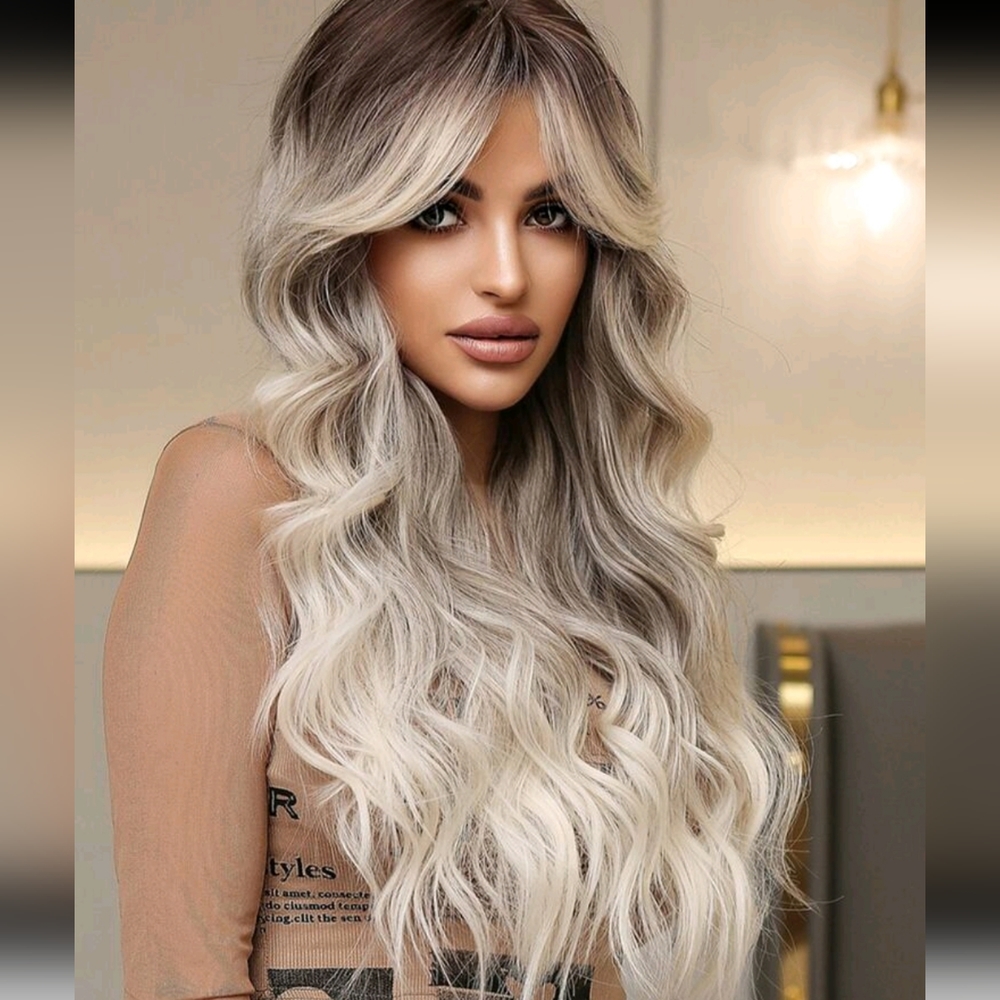 New blonde ombre wig with bangs